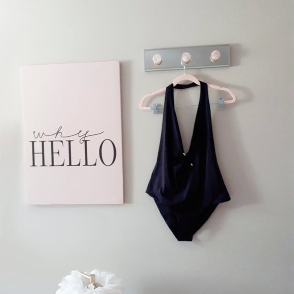 NWT Versace black plunging one piece swimsuit with signature gold tone accent, 4 - Picture 5 of 8